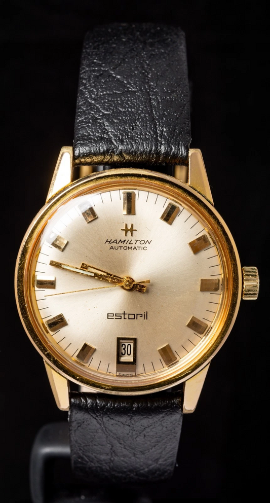 Hamilton Estoril, Hamilton Automatic, vintage Hamilton, Hamilton automatic watch, vintage schweizisk ur, gold tone vintage watch, vintage dress watch.