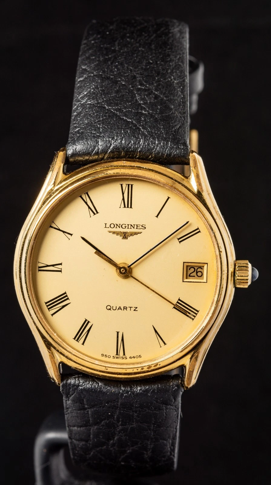 Vintage Longines, Longines Quartz, Longines gold watch, Longines Roman numerals, schweizisk vintage ur, vintage dress watch, Longines herreur.