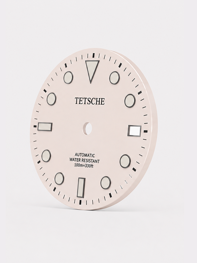 A classic All white dive-inspired dial with a clean, balanced design. The applied hour markers and bold 12 o’clock index provide excellent visual structure, while the subtle sunburst finish adds depth as the light moves across the dial.

Designed to work beautifully in both sporty and more understated builds.

Details

28.5 mm diameter
Applied hour markers
Date window at 3 o’clock
Sunburst finish
Designed for automatic watch builds