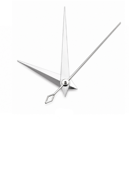 An elegant set of sharply tapered watch hands with a refined, vintage-inspired character. The long, slender profile creates a sophisticated look, while the distinctive diamond-shaped detail on the seconds hand adds an extra touch of personality.

A perfect choice for dress, cocktail and vintage-inspired watch builds.

**Details**

* Hour, minute and seconds hand set
* Tapered dauphine-style design
* Diamond-detail seconds hand
* Silver-tone finish
* Designed for automatic watch builds
