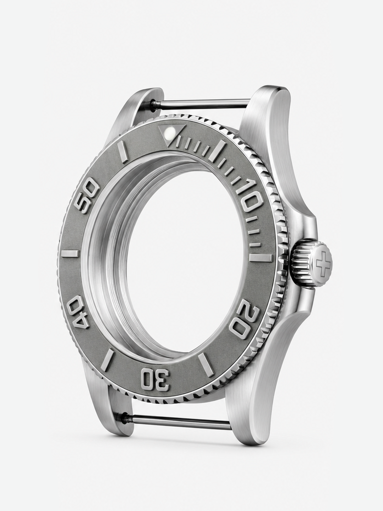 The watch case forms the foundation of your watch, protecting the movement while defining its overall shape and character.

Made from 316L stainless steel, the case is built for durability and everyday wear. It is fitted with a sapphire crystal, offering excellent scratch resistance and a clear view of the dial.

A screw-down crown helps create a secure seal and contributes to a water resistance of 100 metres / 10 BAR, making the case suitable for everyday use and swimming when properly assembled.

Specific