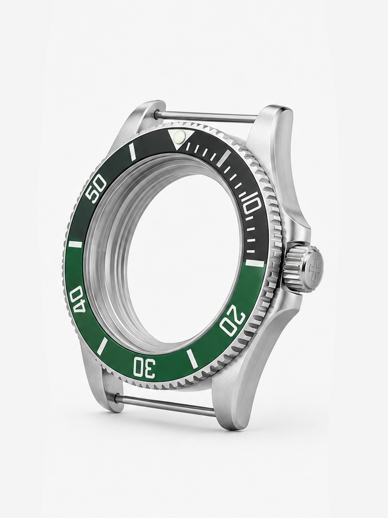 The watch case forms the foundation of your watch, protecting the movement while defining its overall shape and character.

Made from 316L stainless steel, the case is built for durability and everyday wear. It is fitted with a sapphire crystal, offering excellent scratch resistance and a clear view of the dial.

A screw-down crown helps create a secure seal and contributes to a water resistance of 100 metres / 10 BAR, making the case suitable for everyday use and swimming when properly assembled.

Specific
