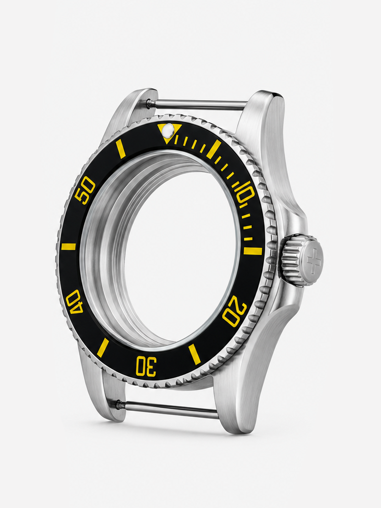 The watch case forms the foundation of your watch, protecting the movement while defining its overall shape and character.

Made from 316L stainless steel, the case is built for durability and everyday wear. It is fitted with a sapphire crystal, offering excellent scratch resistance and a clear view of the dial.

A screw-down crown helps create a secure seal and contributes to a water resistance of 100 metres / 10 BAR, making the case suitable for everyday use and swimming when properly assembled.

Specific