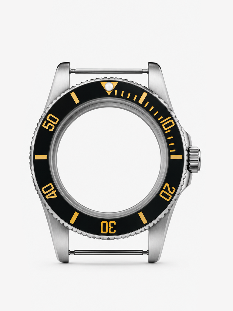 The watch case forms the foundation of your watch, protecting the movement while defining its overall shape and character.

Made from 316L stainless steel, the case is built for durability and everyday wear. It is fitted with a sapphire crystal, offering excellent scratch resistance and a clear view of the dial.

A screw-down crown helps create a secure seal and contributes to a water resistance of 100 metres / 10 BAR, making the case suitable for everyday use and swimming when properly assembled.

Specific