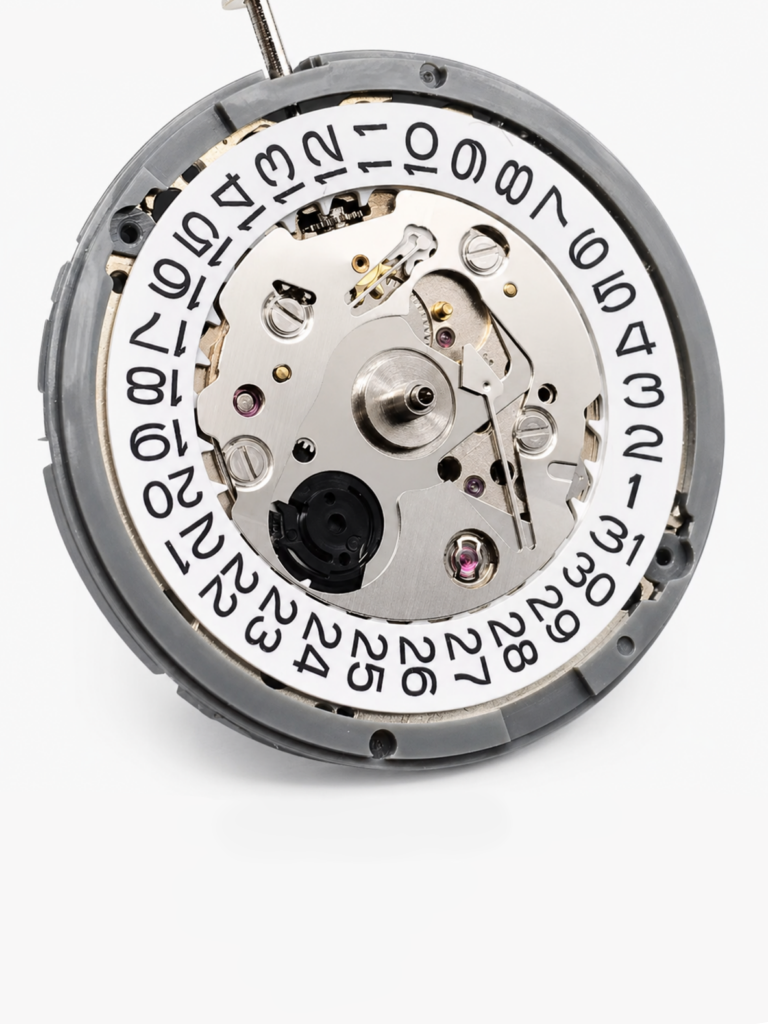 The NH35 is a reliable Japanese automatic movement, widely used and trusted by watchmakers and enthusiasts around the world.

Being automatic, the movement is powered by the motion of your wrist while you wear the watch. It can also be wound manually through the crown, so no battery is required.

It features a date function and hacking seconds - meaning the seconds hand stops when setting the time, allowing for more precise adjustment.

Known for its durability, reliability and easy maintenance, the NH35 is