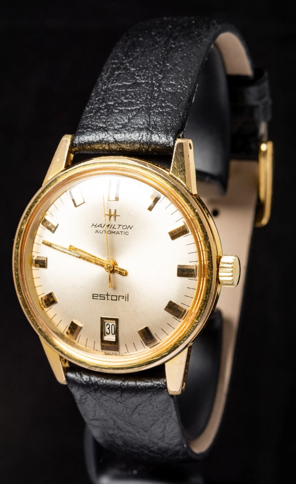 Hamilton Estoril, Hamilton Automatic, vintage Hamilton, Hamilton automatic watch, vintage schweizisk ur, gold tone vintage watch, vintage dress watch.